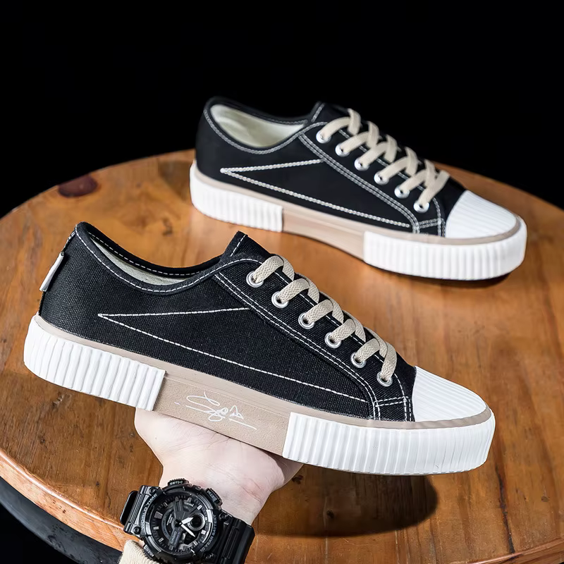 Baskets plates en toile respirantes pour hommes