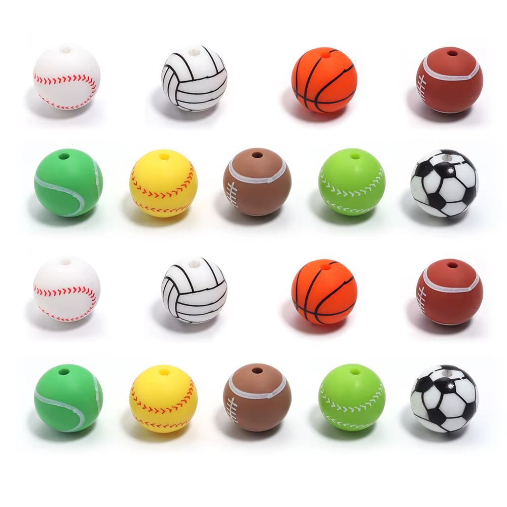 5 pièces Silicone transfert d'eau basket-Ball volley-Ball balle de Tennis Football couleur perles pour bricolage fabrication de bijoux Bracelet collier