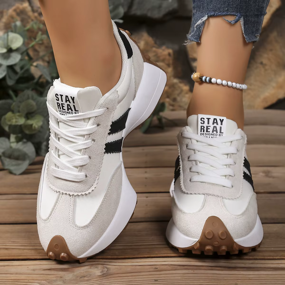 Chaussures de sport confortables à bout rond et semelle épaisse