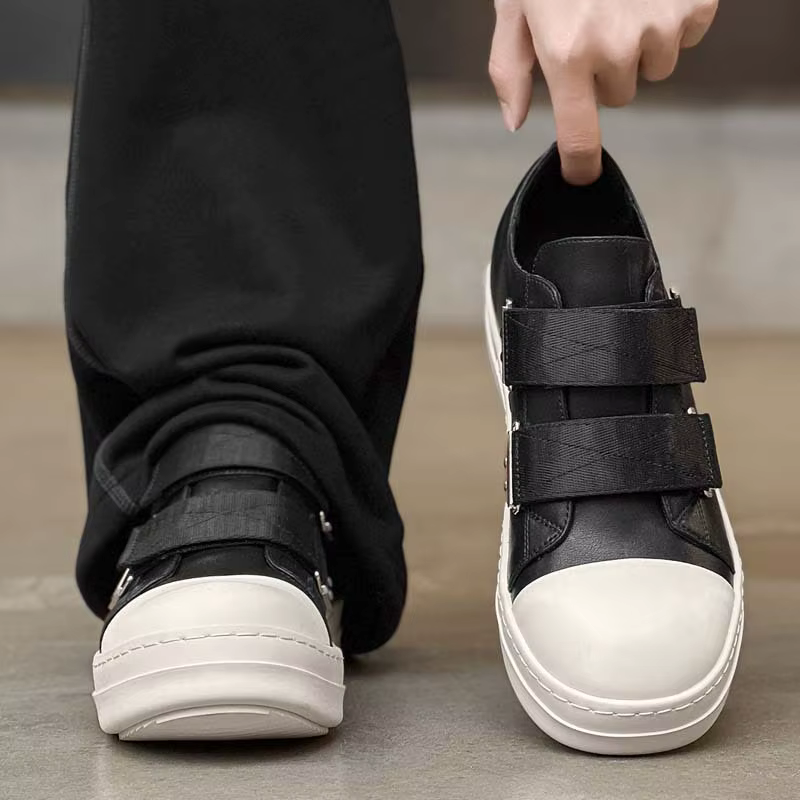 Baskets plateforme en cuir noir pour hommes et femmes