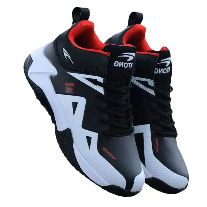 Chaussures de basketball pour hommes 2026 Nouveau style Montantes en cuir Baskets de sport décontractées Respirantes Confortables Doublure en maille PU Semelle extérieure en PVC