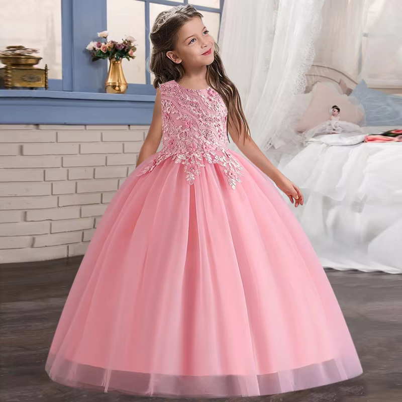 Robe de mariée longue pour filles, nouveau style, fleur, demoiselle d'honneur, banquet, segments, spectacle, remise des diplômes, boutique, fête