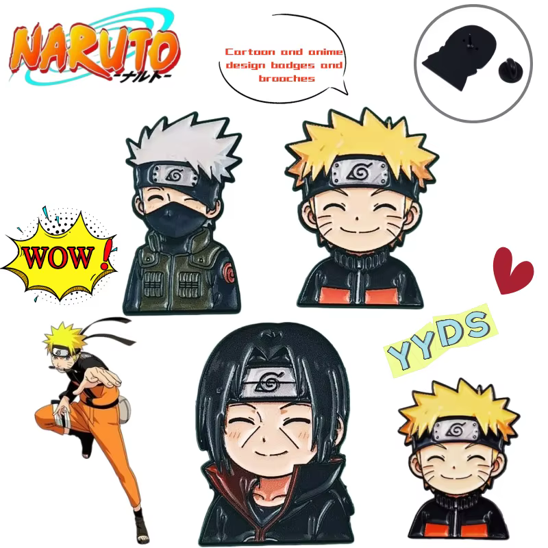 Broche Naruto, Accessoire Créatif Super Cool et Tendance, Motif Anime Uzumaki Naruto, pour Vêtements et Sacs à Dos