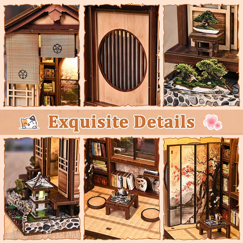 Kit de maison de poupée miniature de style japonais à construire soi-même, modèle en bois avec décorations mignonnes, idéal pour les passionnés de maisons de poupées