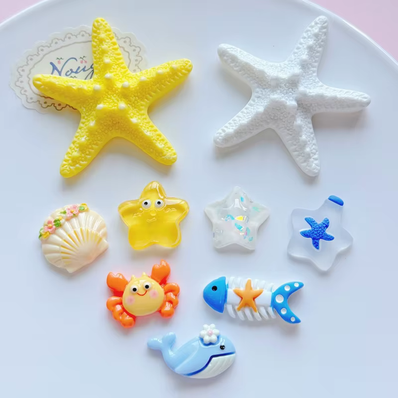 Breloques DIY pour chaussures en forme de coquillages avec pierres de lave océaniques et pinces étoiles de mer pour sandales et chaussons d'été – Cadeau décoratif pour femme