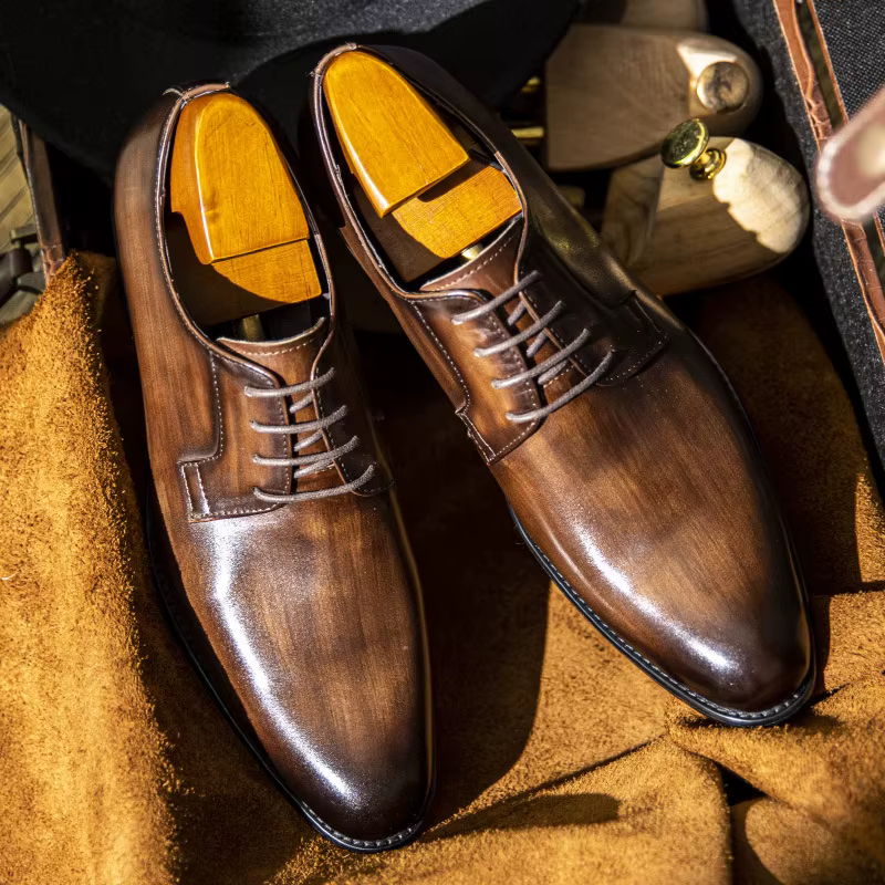 Chaussures en cuir Oxford à lacets pour hommes