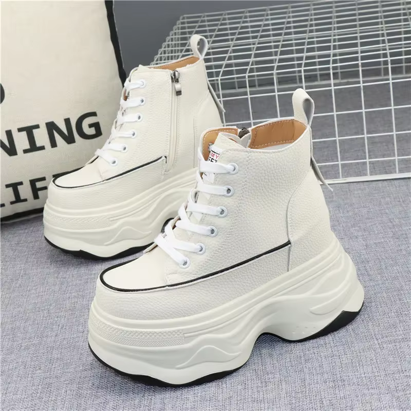 Chaussures à Semelle Compensée en Cuir pour Femme