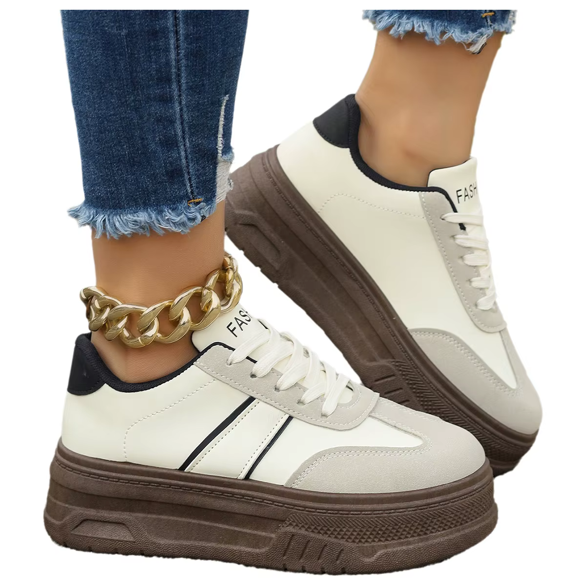 Chaussures de sport décontractées à semelle épaisse style rétro Dequn