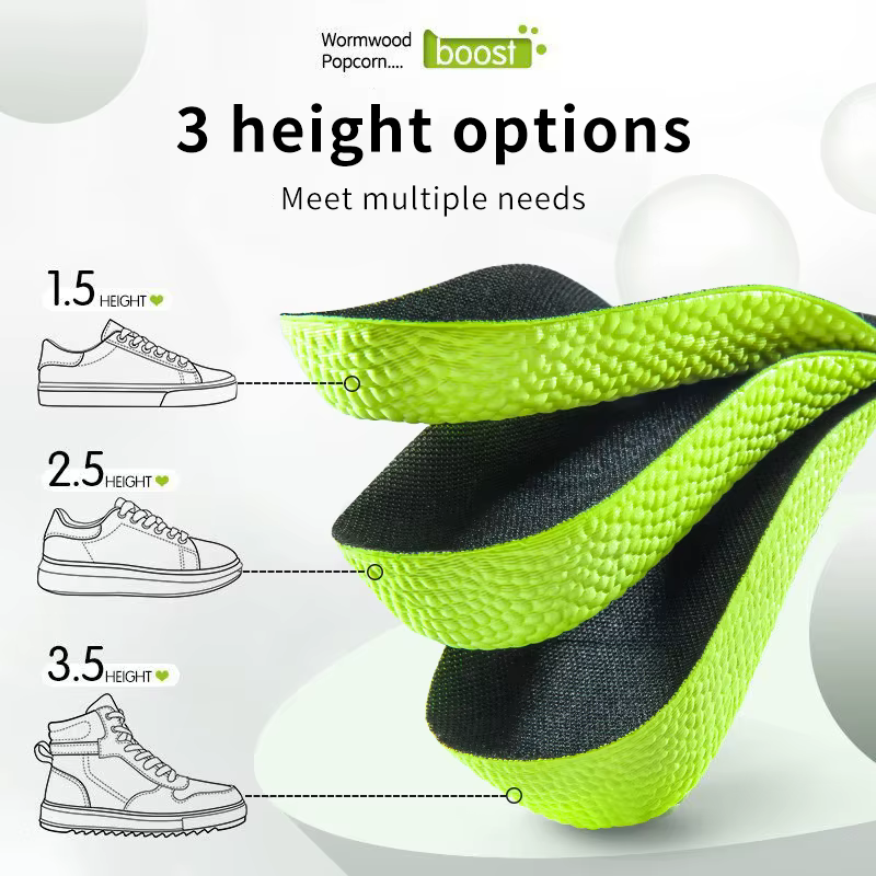 Semelles intérieures d'augmentation de la hauteur en mousse à mémoire de forme pour hommes femmes chaussures pieds