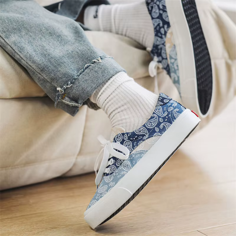 Filles bleu fleur toile baskets femme décontracté à lacets Tenis école étudiant