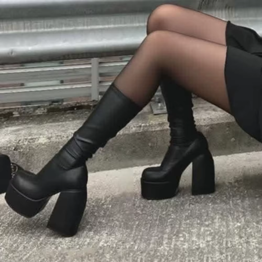 Bottes plateforme vintage Y2K neuves pour femmes