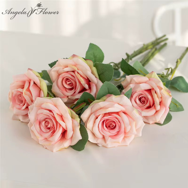 Branche de Rose pour Bouquet de mariée de mariage, fleur rétro, faux matériau Floral, décoration d'intérieur, cadeau de saint valentin, vente en gros