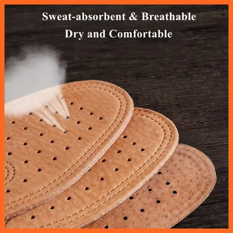 1 paire de semelles intérieures en cuir de vache pour chaussures hommes déodorant confortable semelle intérieure en cuir décontracté pieds qualité en cuir véritable chaussures plates semelle