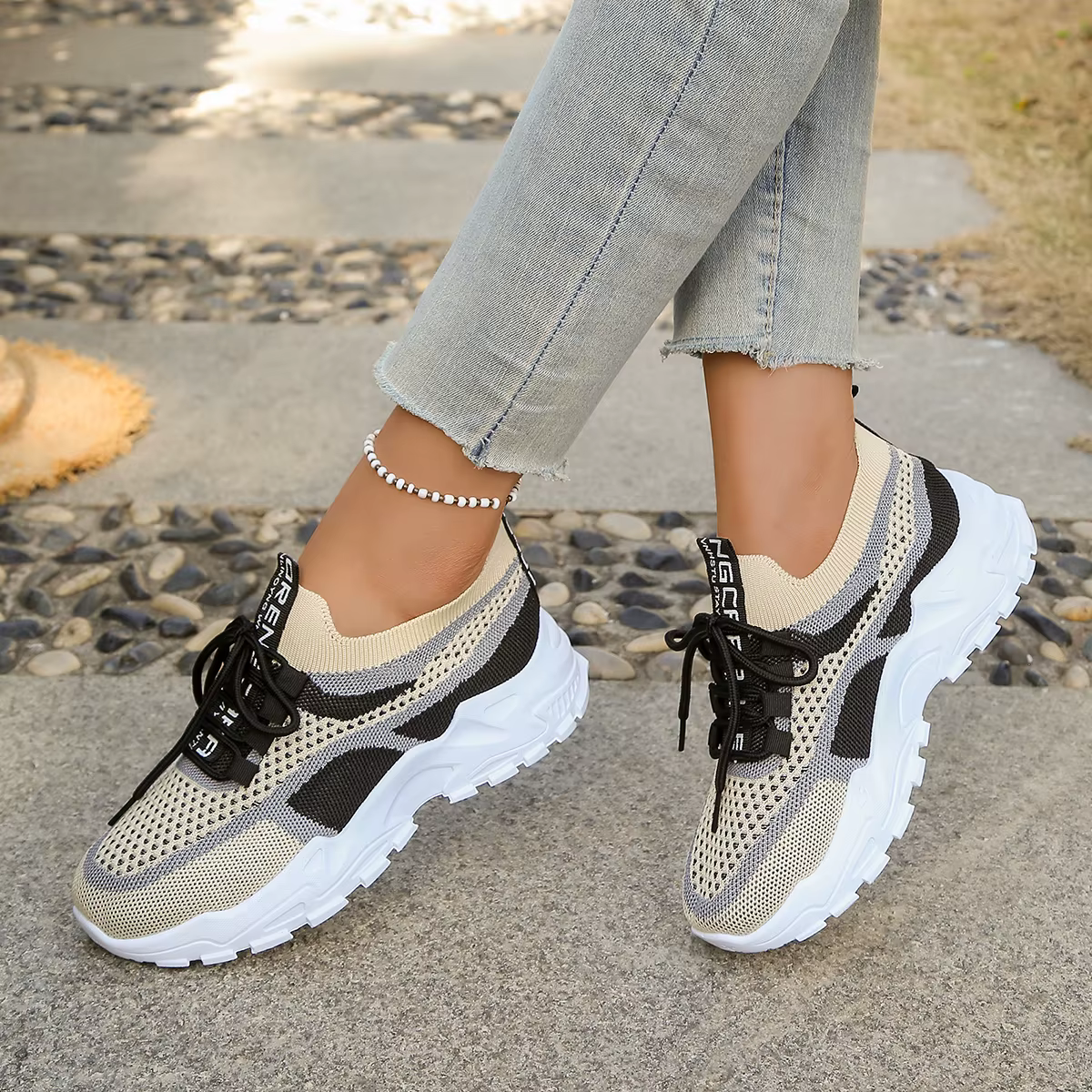Chaussures pour femmes - Chaussures de sport décontractées été 2026, respirantes et légères, bicolores ou monocolores, chaussures de travail tendance