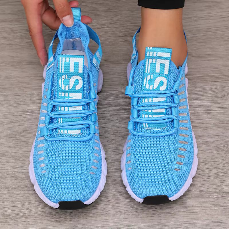 Chaussures de sport pour femmes maille légère semelle souple sangle de Jogging respirant mode