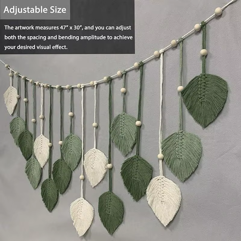 Tenture murale à feuilles tissées de style bohème, style campagnard bohème parfait pour décorer les chambres, les cuisines, les salles à manger et les salles de bain, un excellent cadeau pour maman, u
