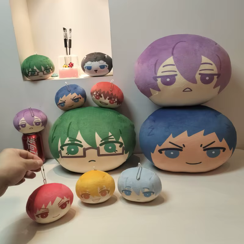 Mascotte de basket-ball Kuroko Omanjuu Niginigi, pendentif et coussin en peluche rond et mignon, Tetsuya Kagami Kise Midorima Aomine Akashi
