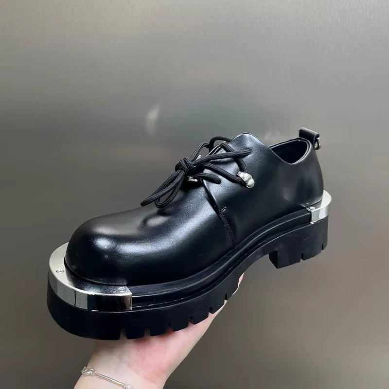 Mode Style hommes Derbys plat marque chaussures pour homme pur noir
