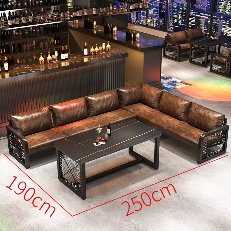 Cabine de Bar canapé style industriel rétro pub maison de thé bar clair boutique de barbecue musique salle à manger bar table commerciale et chaise combinat