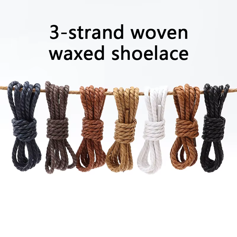 1 paire de lacets ronds en cuir ciré pour chaussures