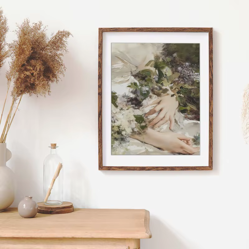 Renaissance Woman Hand Portrait Poster Elegant Feminine Baroque Canvas Painting Gallery Eclectic Wall Art Living Room Home Decor