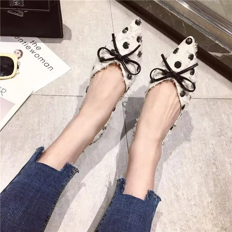 Chaussures pour dames avec nœud élégant fête bout pointu vacances jeune sans lacet printemps Style coréen Chic