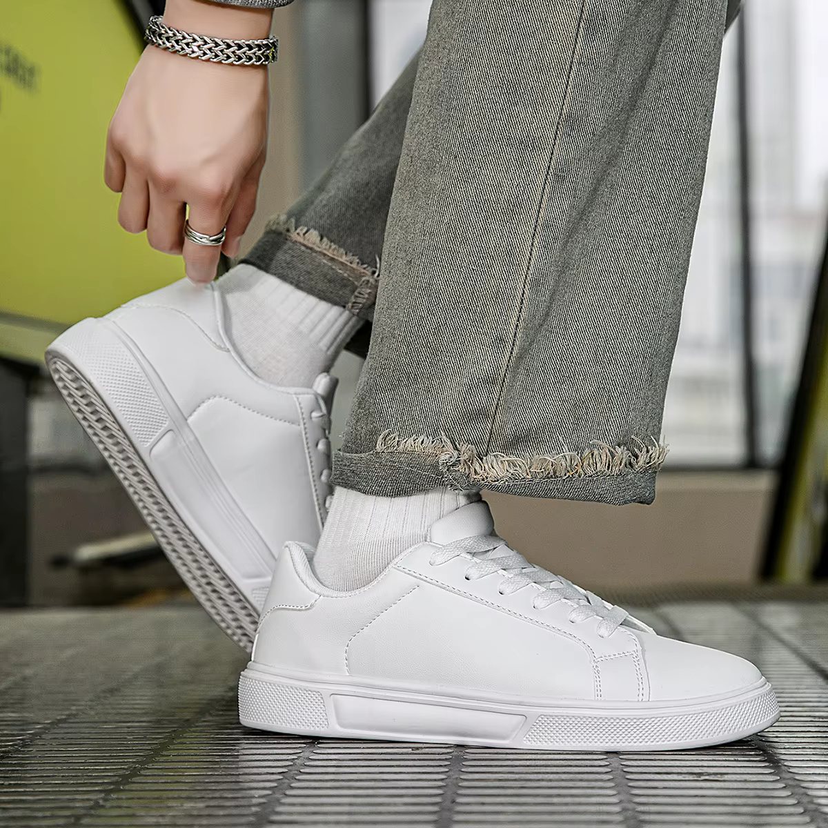 PU cuir hommes chaussures baskets tendance