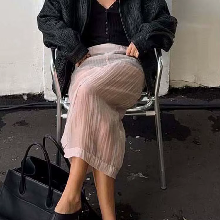 Robe longue sexy rose style Spice Girl pour femme, nouvelle collection été 2026, avec fente avant, effet transparent, taille haute et coupe ajustée aux hanches