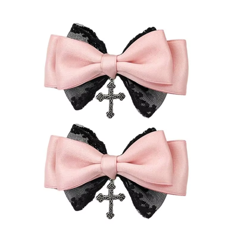 Barrette à cheveux gothique avec nœud en dentelle, coiffure mignonne élégante, épingle à cheveux H7EF