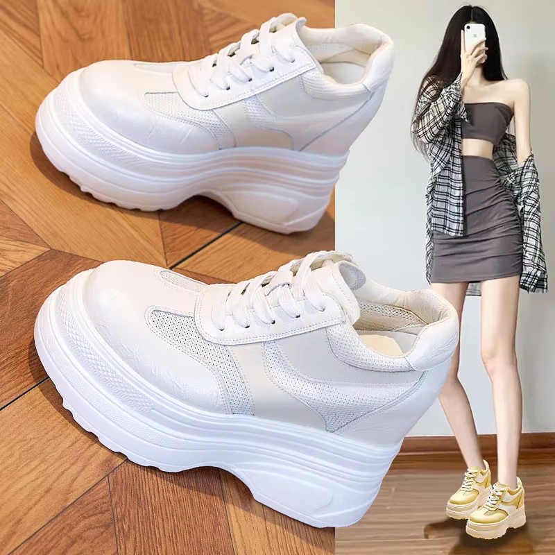 Baskets blanches en cuir pour femmes