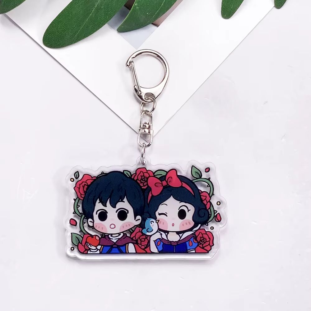 Porte-clés de voiture en acrylique, 9 pièces, dessin animé Disney, accessoires mignons pour sac, pendentif drôle pour sac à dos, cadeaux pour amis