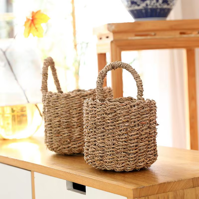 Panier mural bohème tressé à la main, organisateur de cuisine, accessoires de décoration intérieure, panier décoratif de rangement