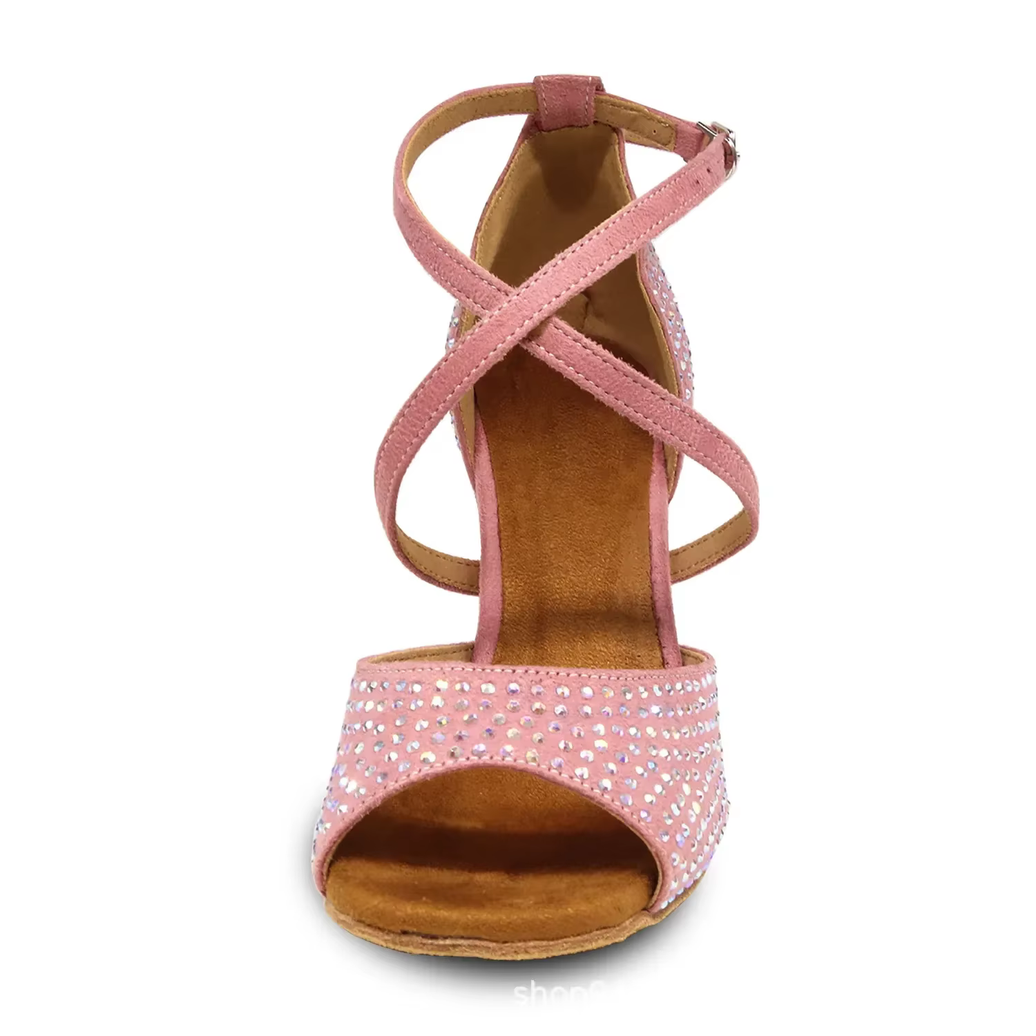 Chaussures de danse latine roses à semelle souple pour intérieur