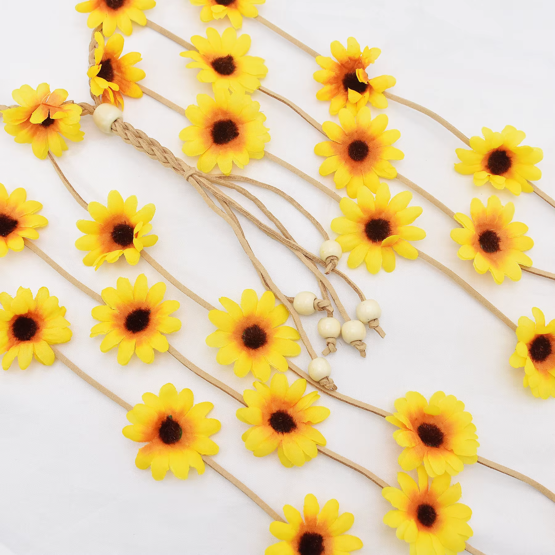 Fleur Hippie bandeau couronne florale Behemain tournesols perles ajuster fleur coiffure cheveux accessoires
