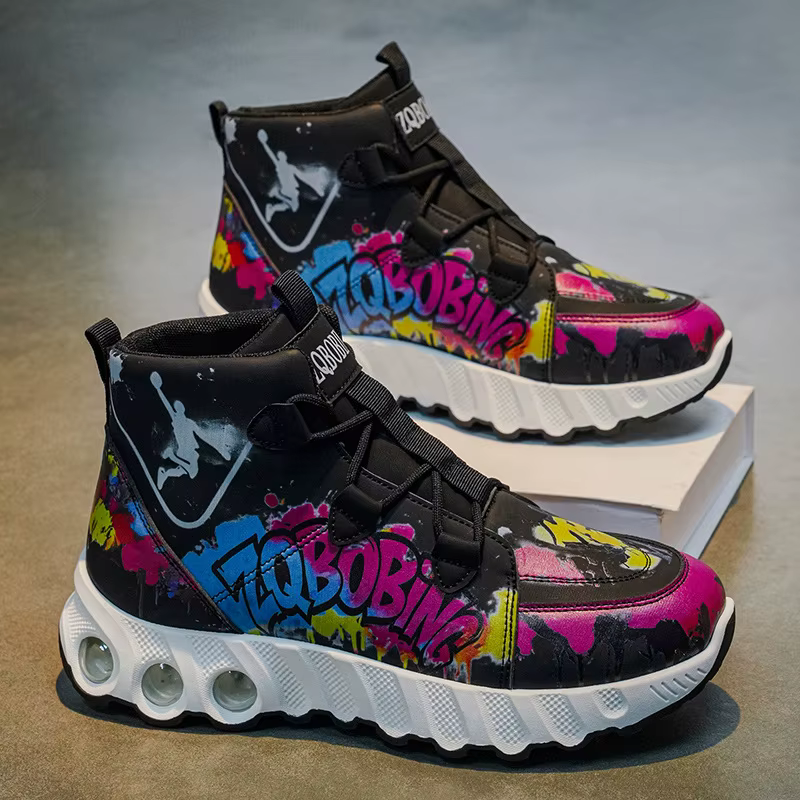 Chaussures de sport montantes pour hommes à semelle épaisse