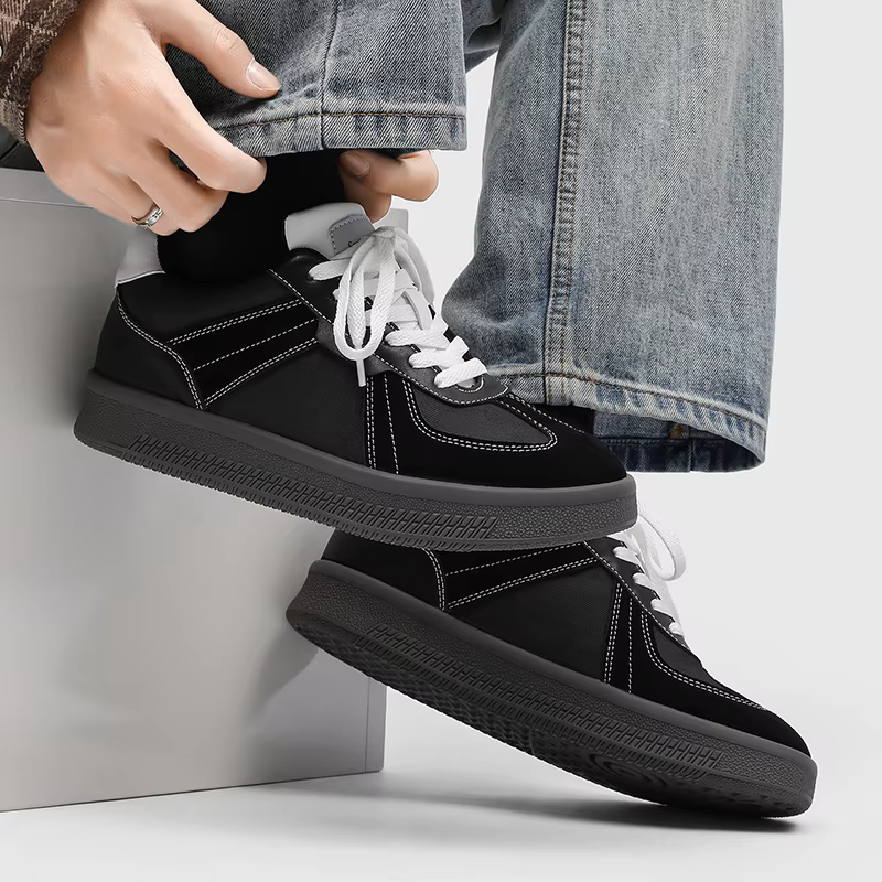 Nouvelles baskets de sport vintage noires à blocs de couleur pour hommes