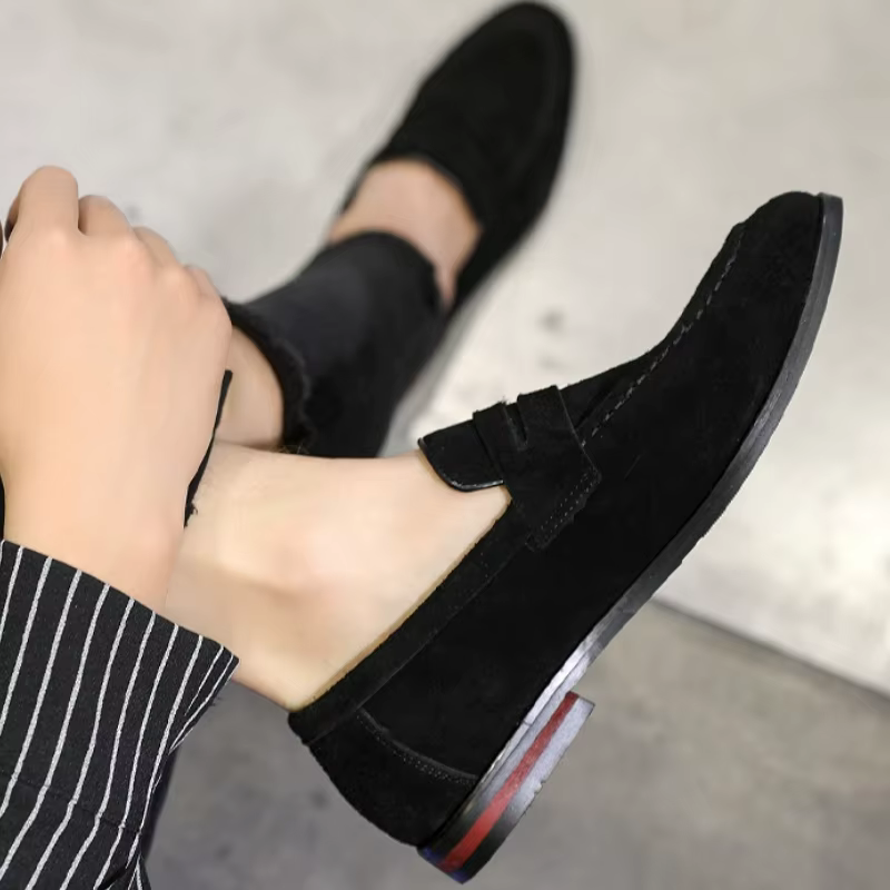 Chaussures décontractées pour hommes mocassins en daim mode sans lacet