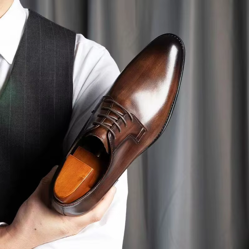 Chaussures en cuir Oxford à lacets pour hommes