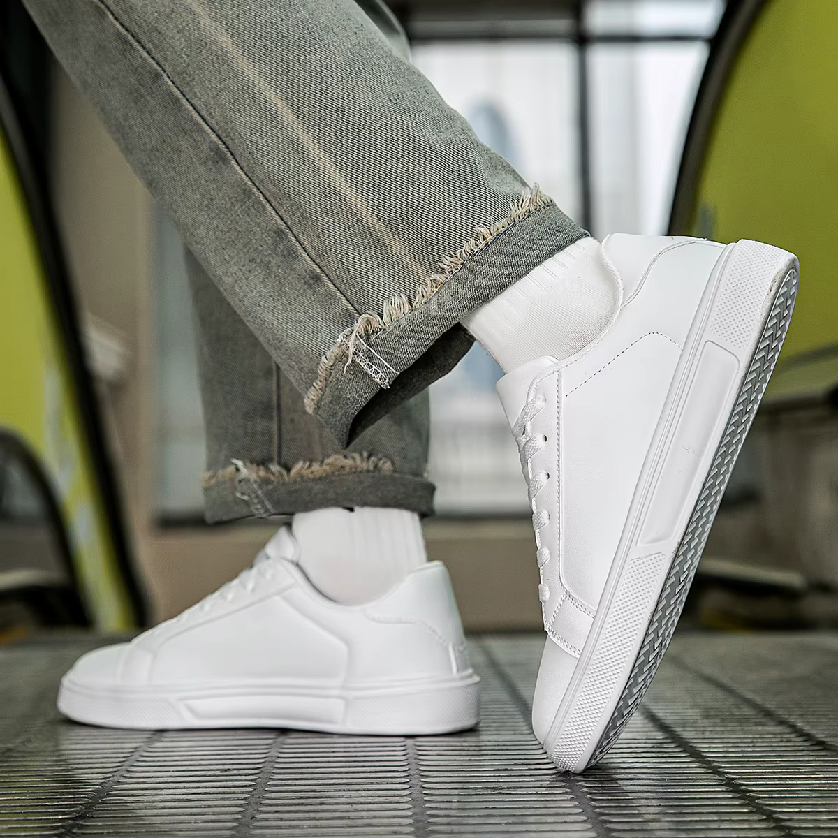 PU cuir hommes chaussures baskets tendance