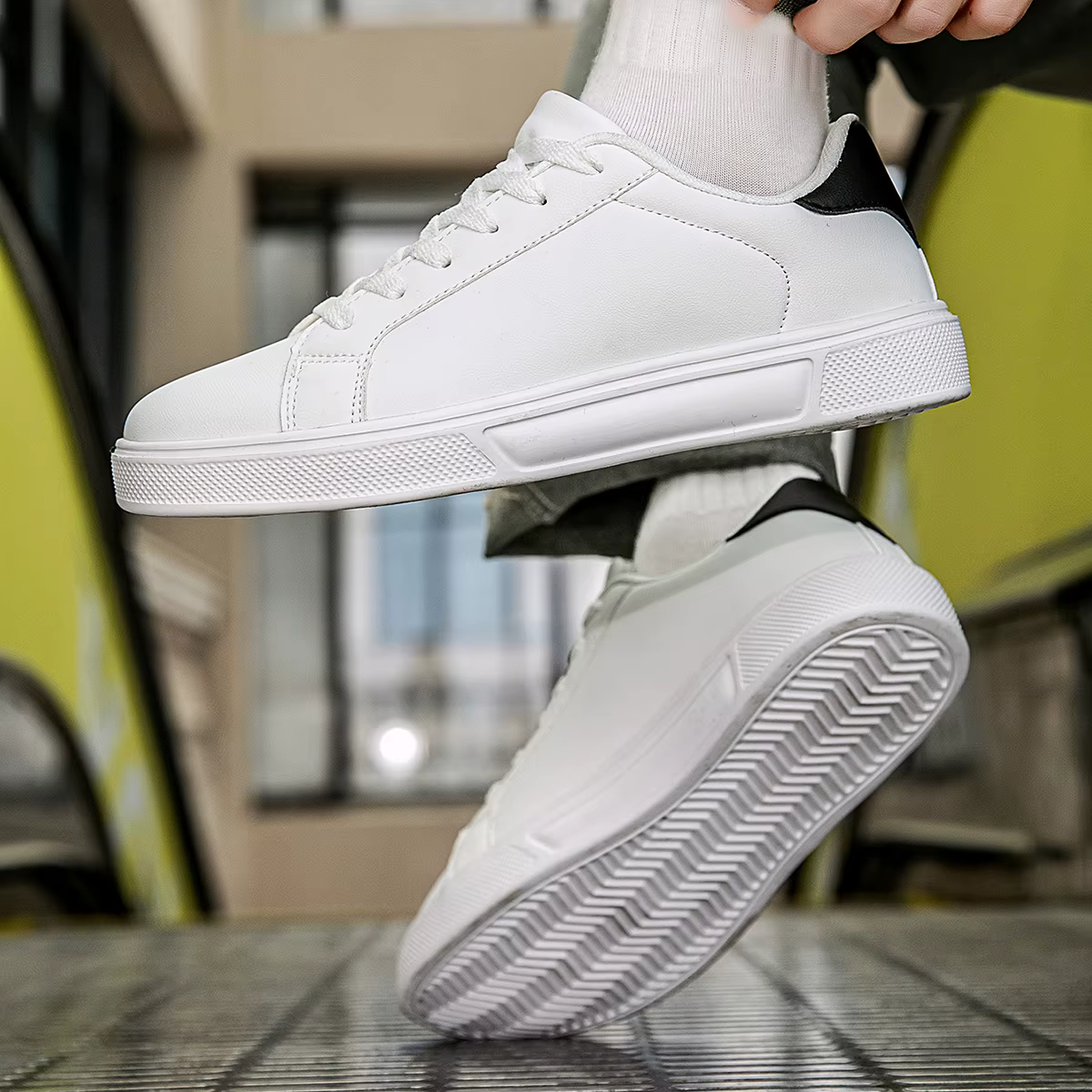 PU cuir hommes chaussures baskets tendance