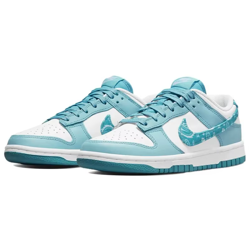 Nike Dunk Low ESS Blue Paisley White Worn