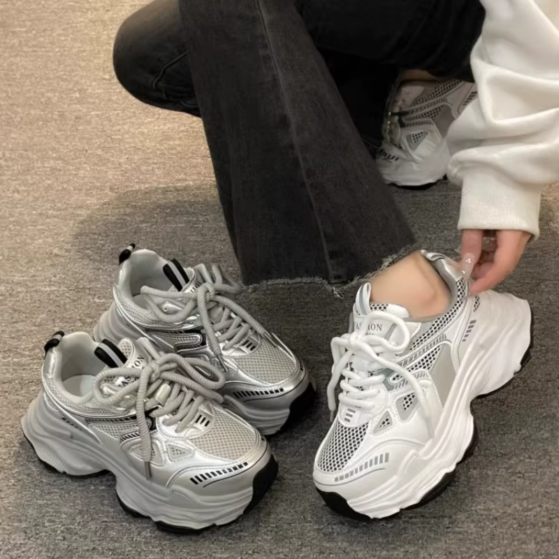 Nouvelles baskets décontractées multifonctionnelles à plateforme rehaussée en maille respirante pour homme