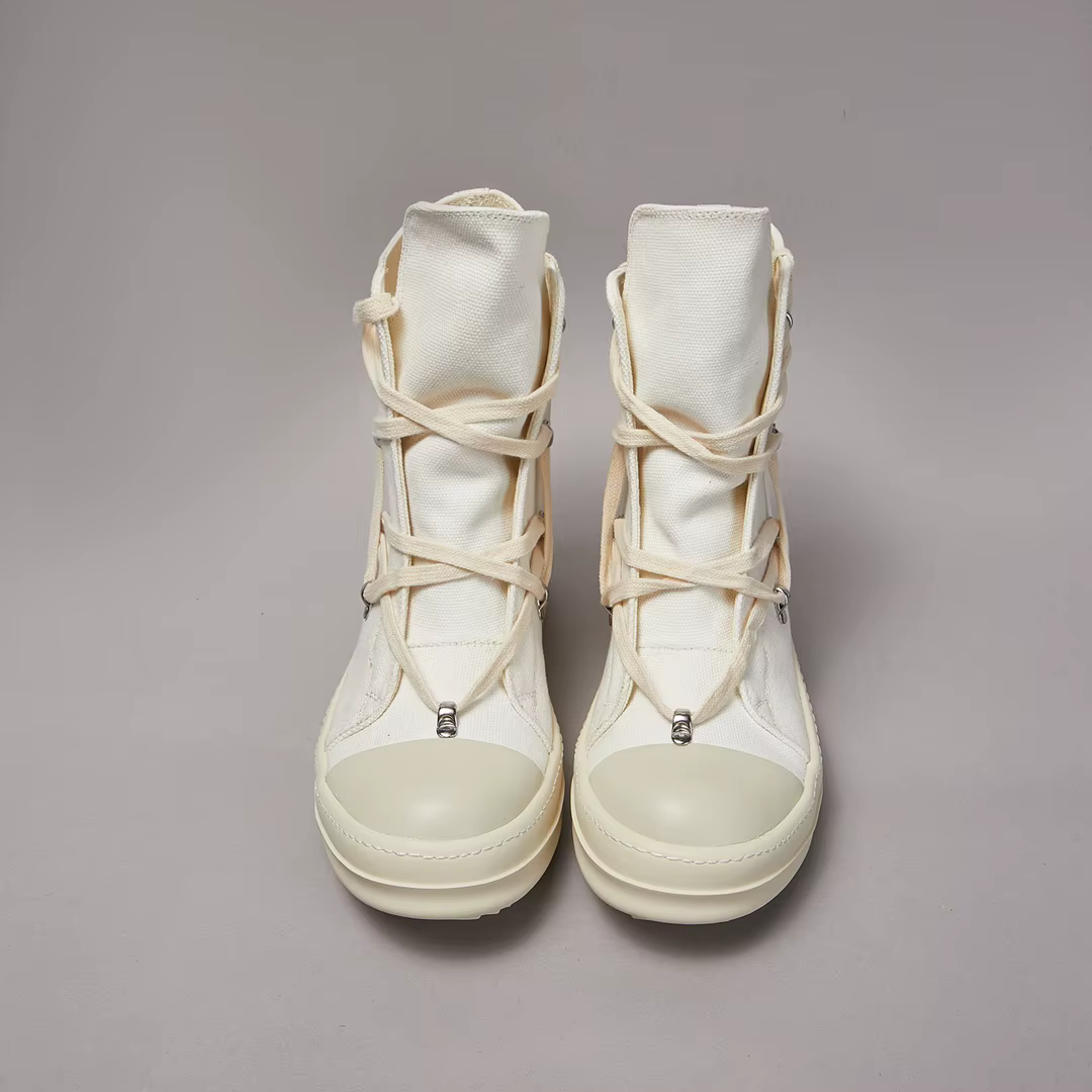 Baskets montantes en toile blanches pour femme
