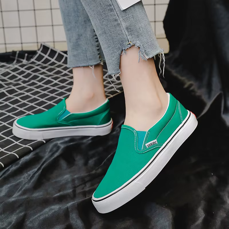 Chaussures en toile blanche femmes Couple sans lacet plat confortable