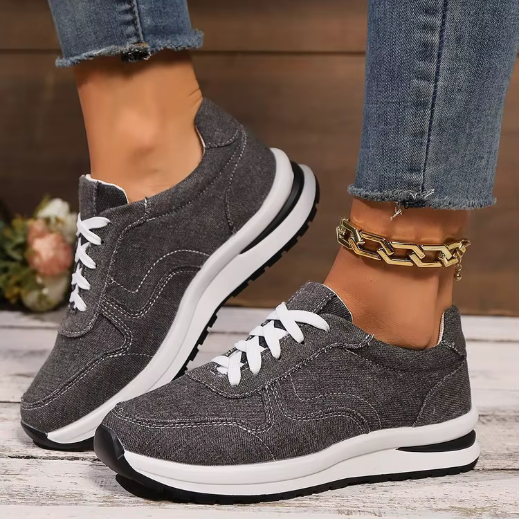 Baskets femme bleu Denim chaussures décontractées en plein air à lacets