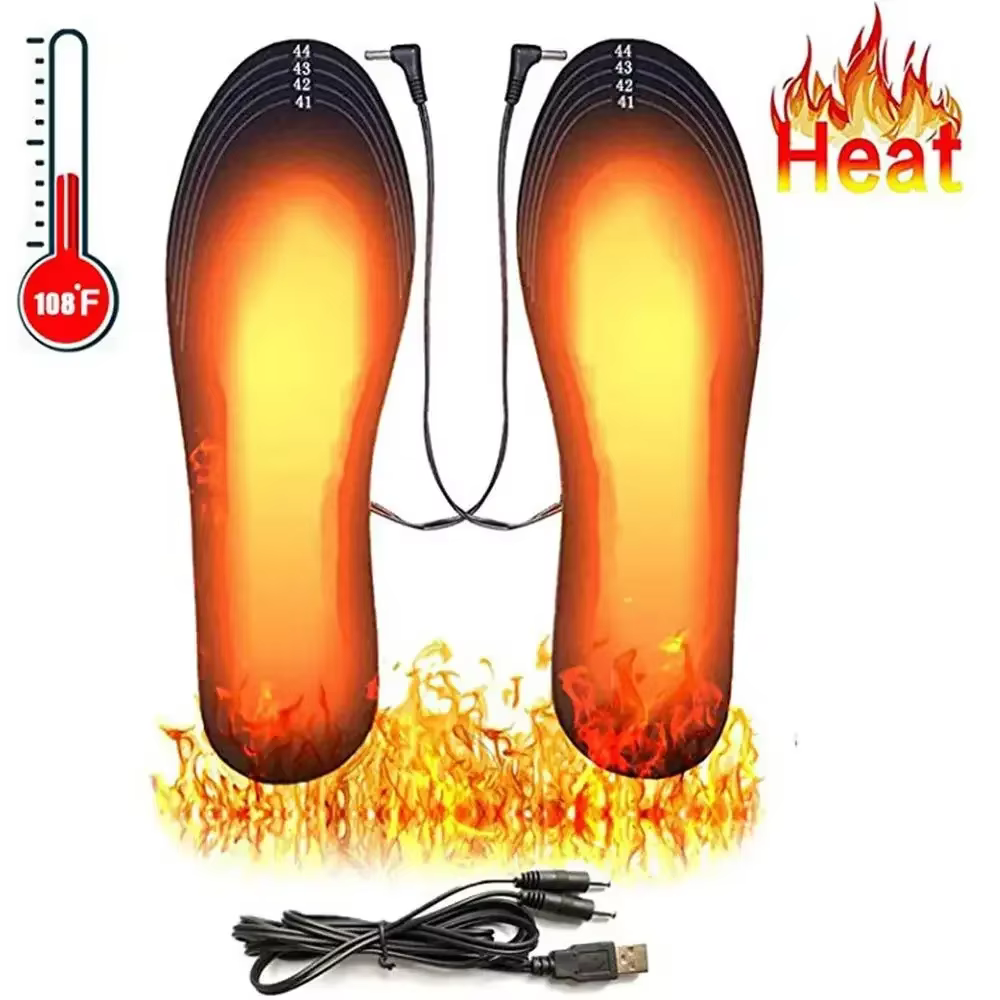 Semelles intérieures de chaussures chauffantes USB pieds chaussettes chaudes tapis