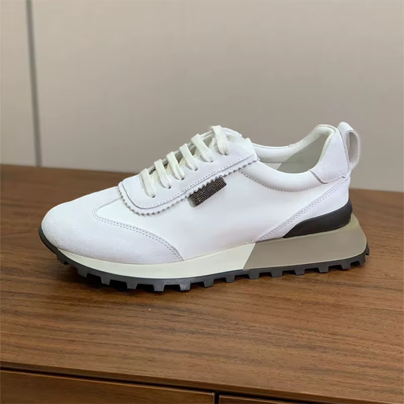 Baskets classiques pour femmes chaîne perle à lacets chaussures plates confort