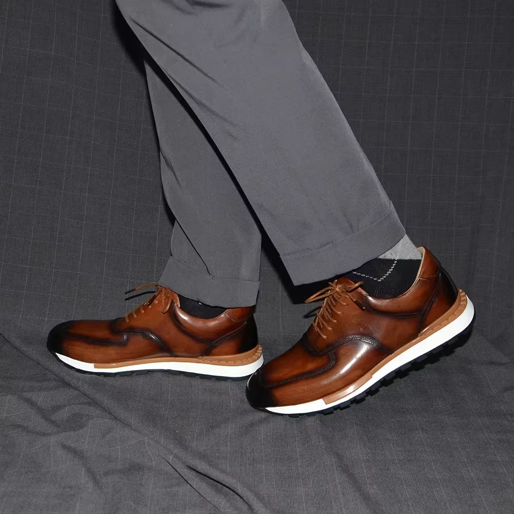 Marque chic en cuir véritable hommes baskets décontractées chaussures mode européenne automne hiver semelle