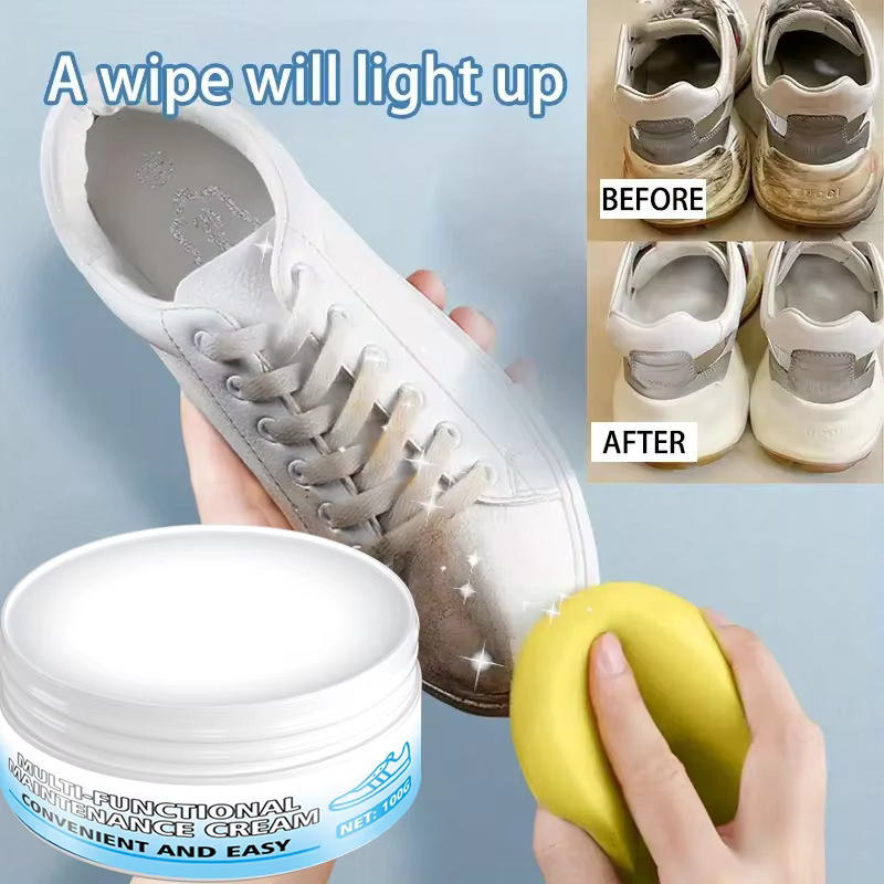 Crème d'entretien pour baskets blanches : vernis/rondisseur pour cuir synthétique