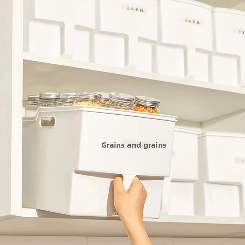 Boîte de rangement pour armoire de cuisine de style japonais avec poignée, boîte organisateur d'épices, panier de rangement pour réfrigérateur, en plastique